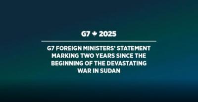 Sudan: Statement by G7 Foreign Ministers marking two years since the beginning of the devastating war in the country.